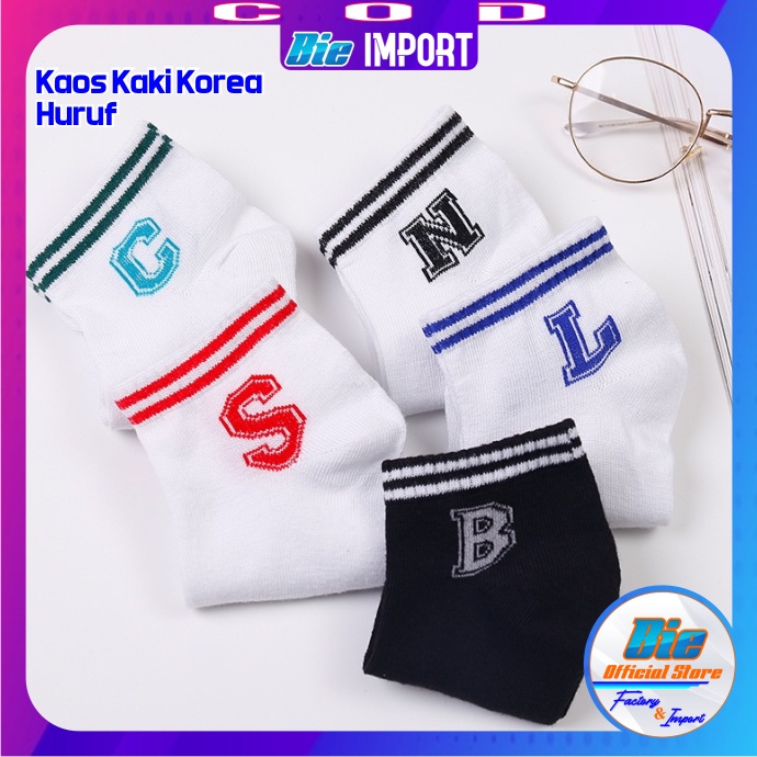 Kaos kaki Korea Wanita Motif  Huruf Impor Best Seller