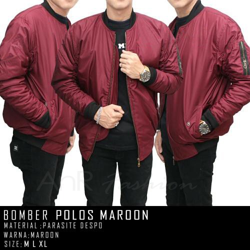 Jaket Pilot Bomber Polos Pria/Cowok - Merah Marun (Red Maroon)