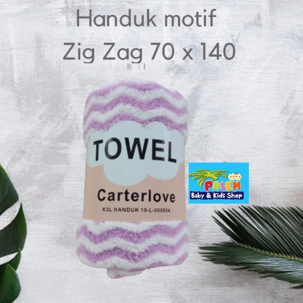 Carterlove handuk Microfiber Bulu Zig Zag 70x140 Lembut Super Serap Berkualitas