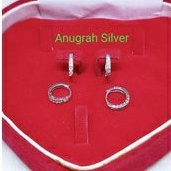 (COD)Anting jepit anak &amp; remaja donat mata diamond putih perak asli 925/silver lapisan emas putih murni.