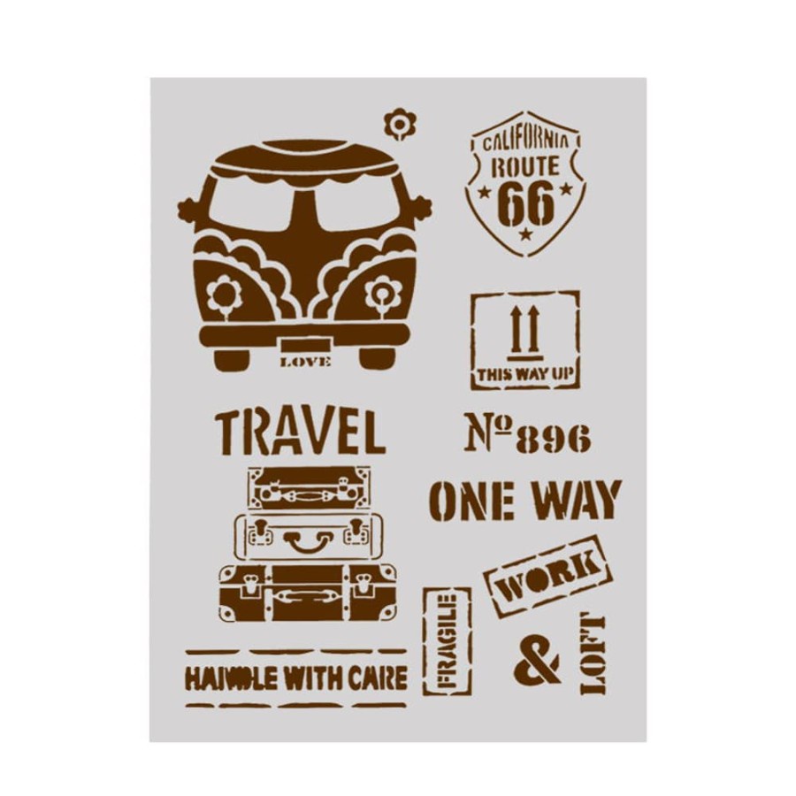 Plastic Stencil - California Route 66 Pattern (29,5x21,0cm)