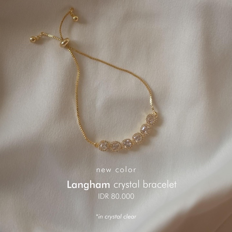 Ark.co - Langham crystal bracelet (emerald, crystal white, blue) gelang tangan adjustable serut kristal