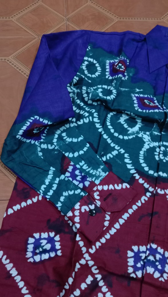 Kemeja Batik - Ppbtk07 Modern  Panjang Casual Modis Trendy Masa Kini M L Xl Asli Pekalongan