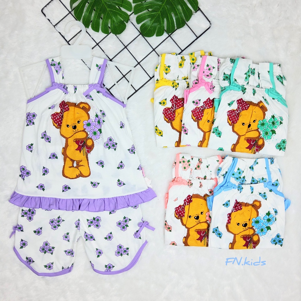 Baju Tidur Anak Perempuan / Setelan Kaos Singlet Anak Perempuan Usia 2-8 Tahun