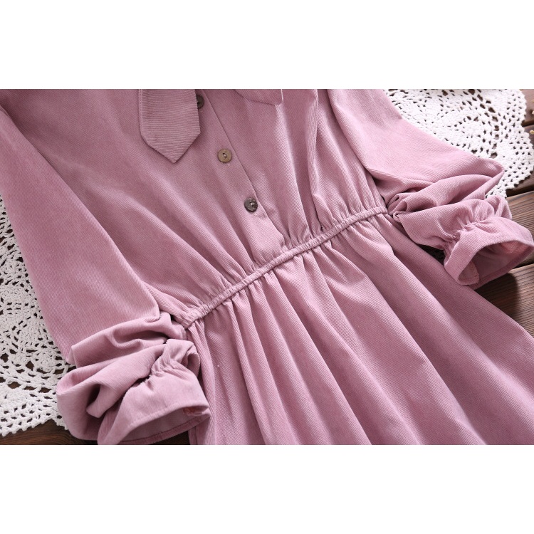 MR-95 dress terusan wanita corduroy lengan panjang dress high quality korea jepang