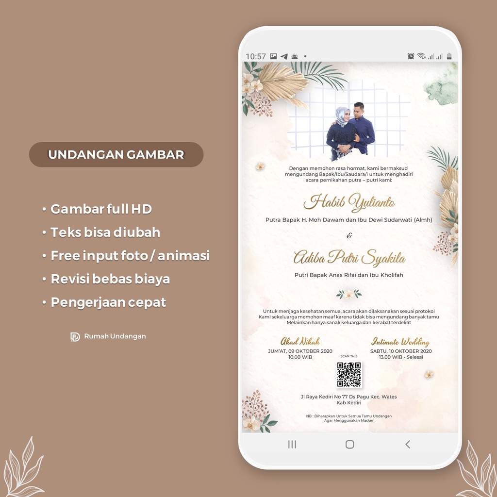 Undangan Digital Pernikahan bentuk Gambar JPEG  Elegant (TEMA 12)