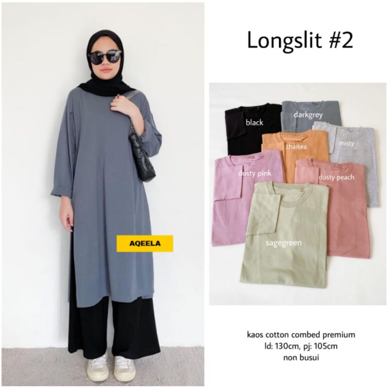 Tunik Slit Long Slit Tunik Tunik Panjang Tunik Kaos Kaos Tunik Panjang Tunik Polos