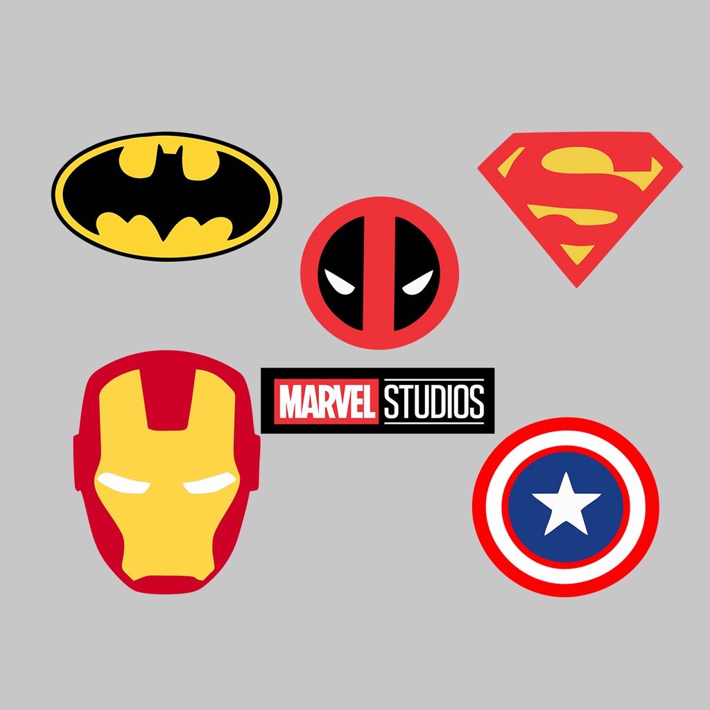 14pcs STIKER - MARVEL LOGO - STIKER AESTHETIC LAPTOP, AKSESORIS HP, ANTI AIR, MOTIF,HELM.