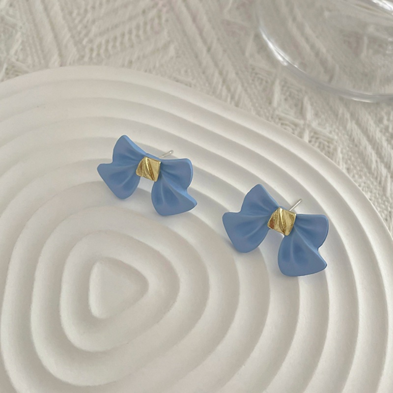 Anting Tusuk Model Pita Warna Biru Untuk Wanita