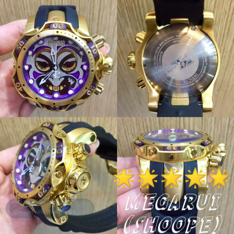 JAM TANGAN COWOK INVICTA VENOM BLACK GOLD SUPER PREMIUM AAA