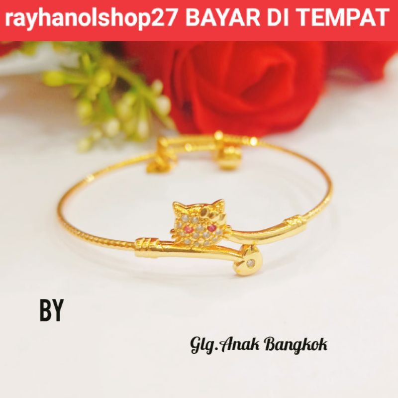 GELANG TANGAN TITANIUM ANAK ANAK MOTIF PILIHAN LAPIS EMAS 24 K MEWAH ELEGAN ANTI KARAT