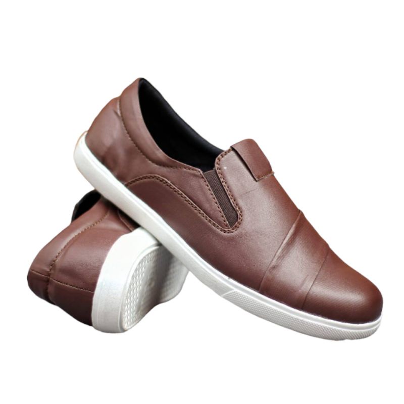 sepatu loafers pria kulit sintetis kasual modern tanpa tali model slipon loafers pasar sepatu