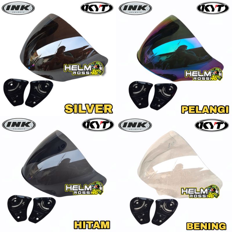 Kaca Visor INK Centro pnp DJ MARU Maxi Galaxy Slide GIX G2 DYR Iridium Silver Blue Gold Bening Hitam Pelangi Rainbow Gratis Rachet Sepasang