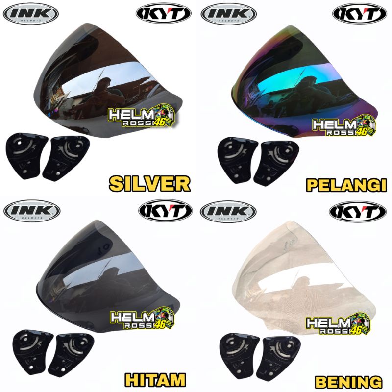 Kaca Visor INK Centro pnp DJ MARU Maxi Galaxy Slide GIX G2 DYR Iridium Silver Blue Gold Bening Hitam Pelangi Rainbow Gratis Rachet Sepasang