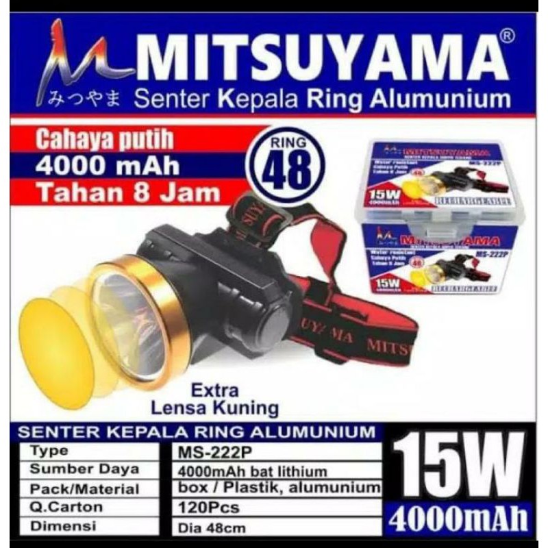 Senter Kepala Ms-222P visero 25 waat Betrai Litium
