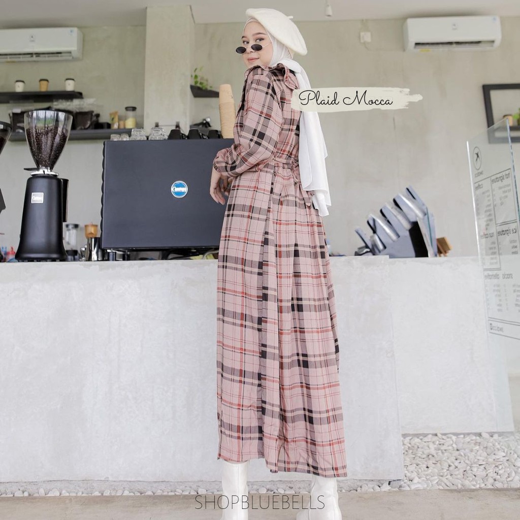 Ghea Plaid Ankle Dress - Gamis Midi Ankle-Length Katun Rayon