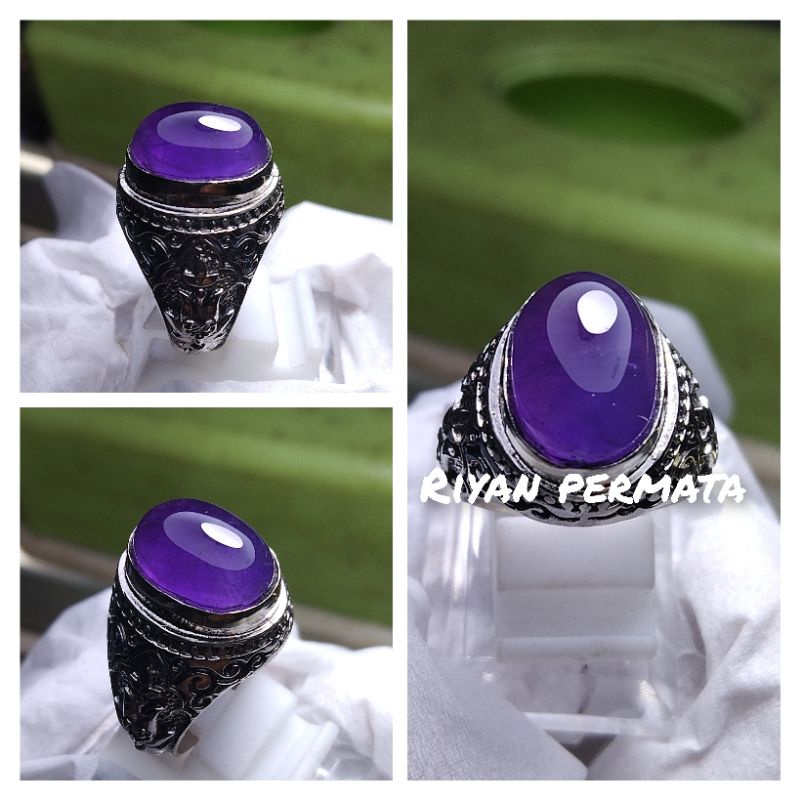 Batu cincin kecubung ungu natural brazil