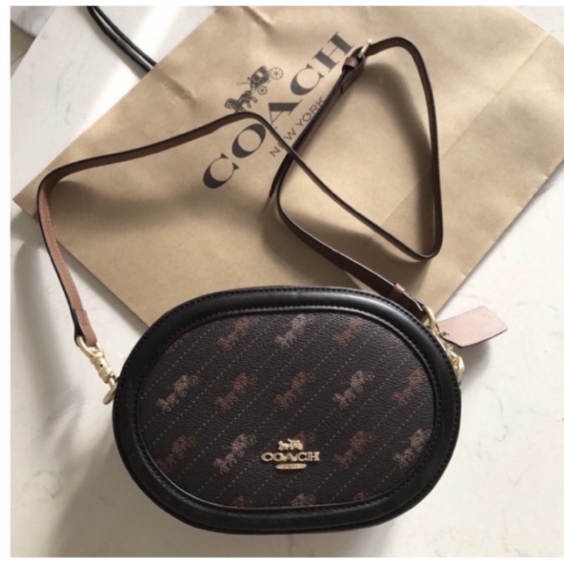 Coach Camera Bag With Horse And Carriage Dot Print (C4057)