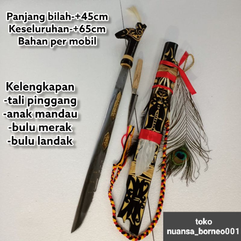 mandau senjata khas suku adat dayak kalimantan asli motif tameng size 65cm