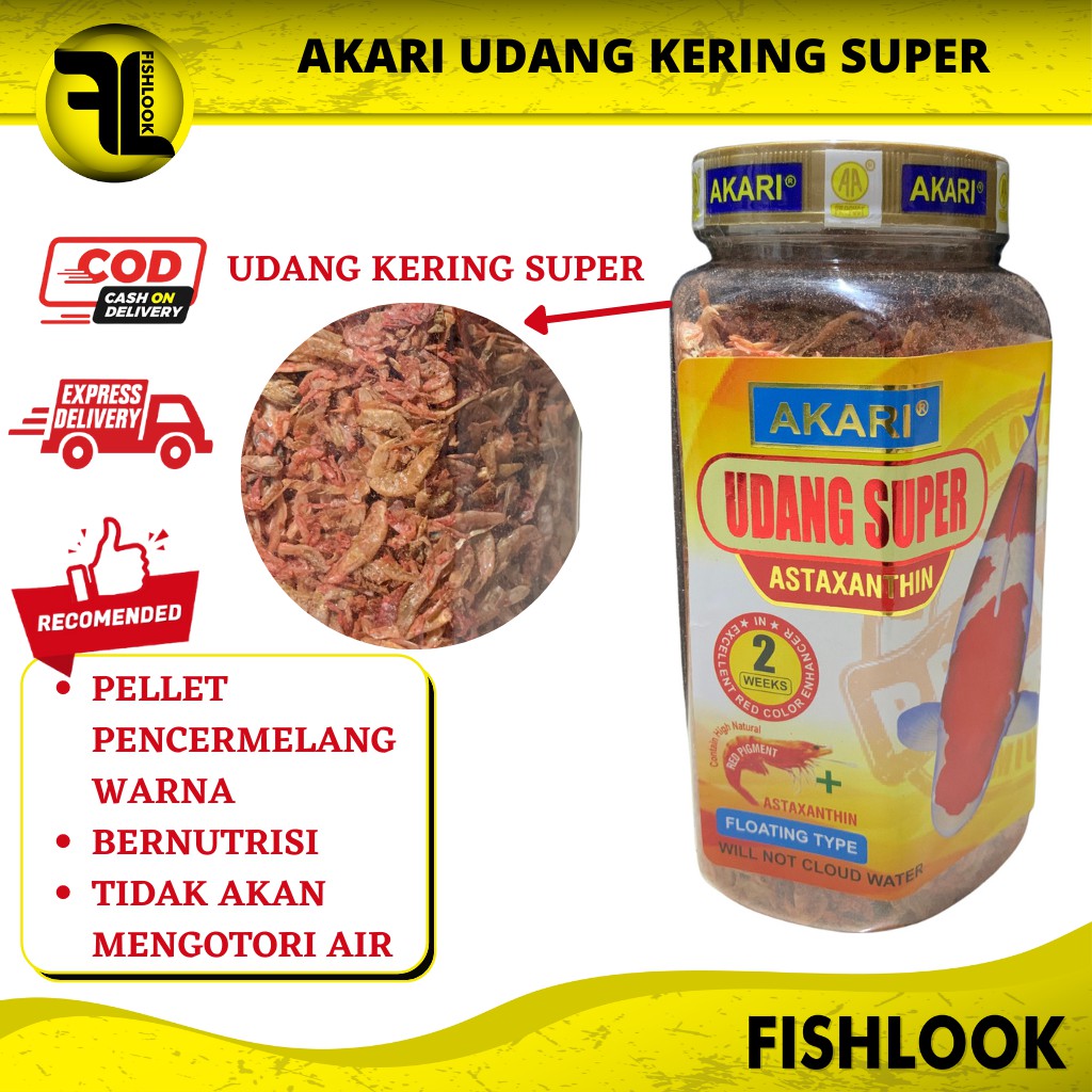 Akari Udang Kering Super Astaxanthin Pakan Ikan Makanan Ikan Hias 130g