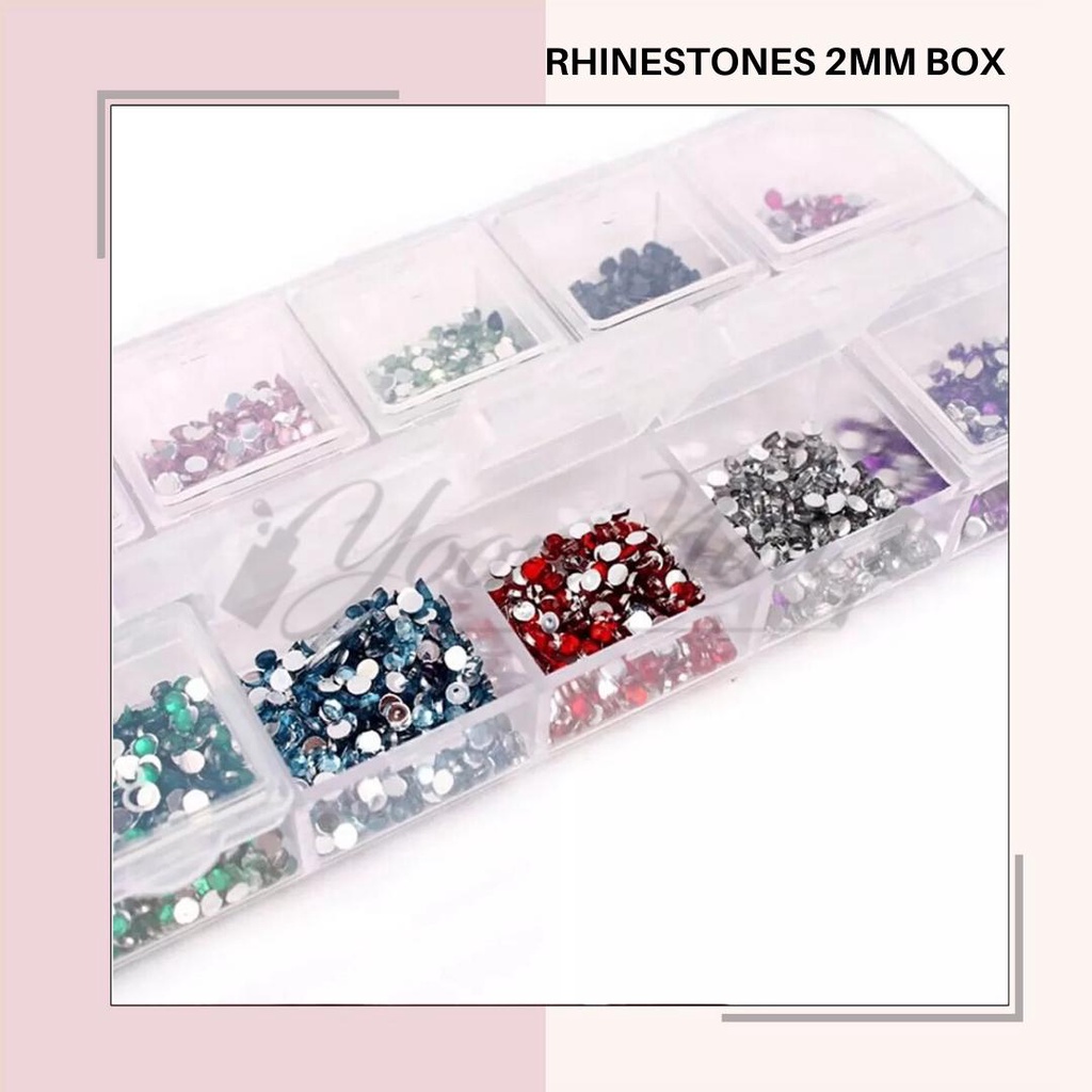 Rainbow rhinestones wheel nail art rhinestone 2mm 12 warna