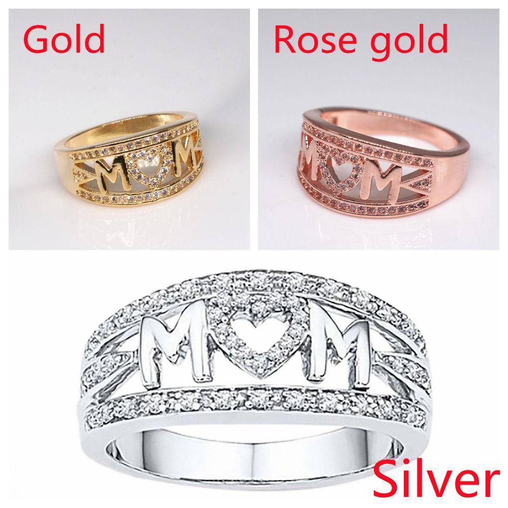 R-flower Mom Ring Princess Mewah Perhiasan Anniversary Hari Ibu Zirkon Menawan