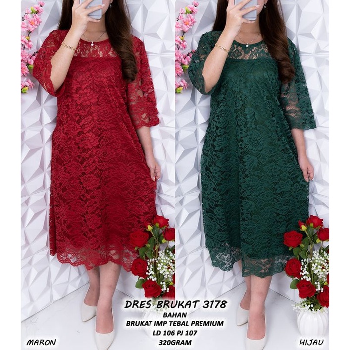 AIMEI DRESS BRUKAT BANGKOK DRESS BRUKAT DRESS PESTA DRES NATAL BAJU KE GEREJA VB 9177100 DRESS PUTIH