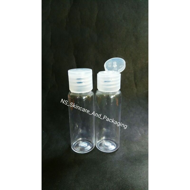 Botol fliptop 20ml / Botol PET 20 ml Natural Fliptop ( Tutup Natural )