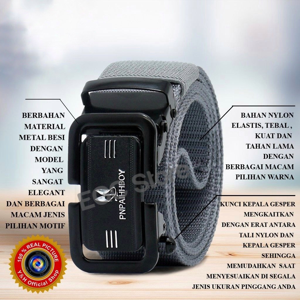 PROMO BEST SELLER ! IKAT PINGGANG PRIA/SABUK PRIA/BELT NYLON CANVAS KEPALA BESI - MC-CCA-40