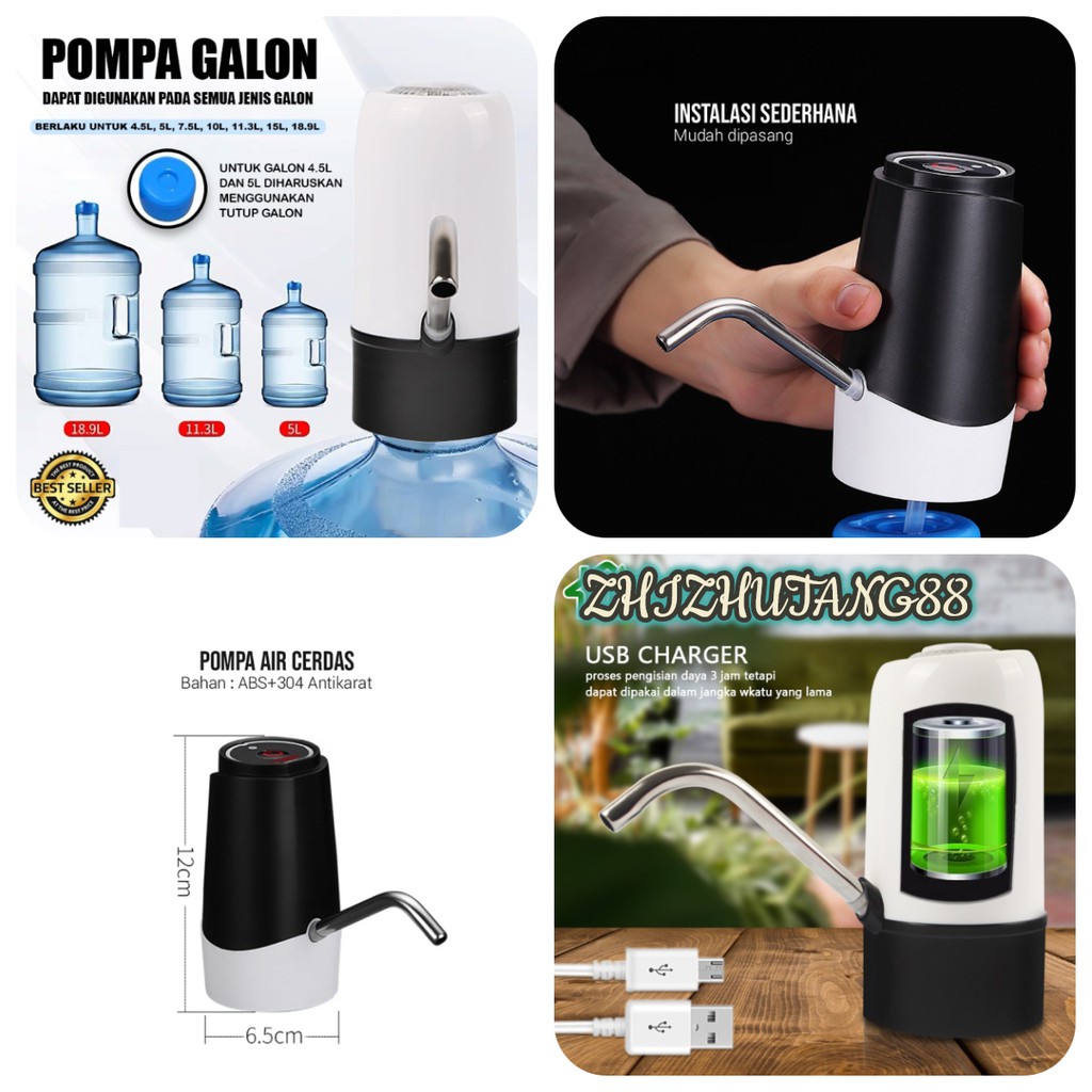 Pompa Galon Elektrik Hitam &amp; Putih dispenser Mini Elektrik Usb