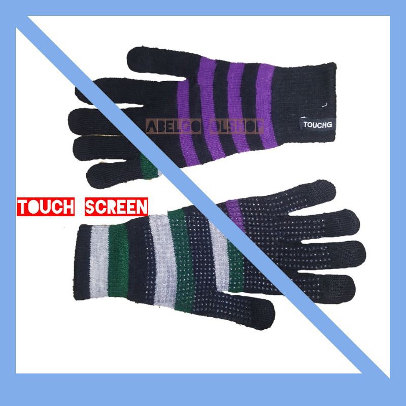 sarung tangan touchscreen anti sliip tebal/sarung tangan layar sentuh hp belang