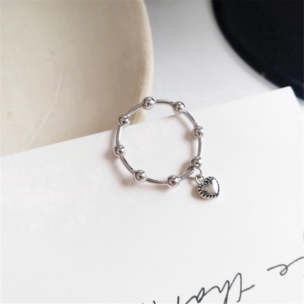 【COD Tangding】Retro Punk Heart Shape Pendant Rings Korea New Fashion Accessory