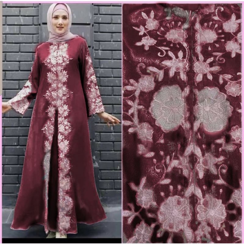 MAXY MULAN BORDIR, MOSCREPE, GAMIS HIJAB MUSLIM, MAXY DRESS