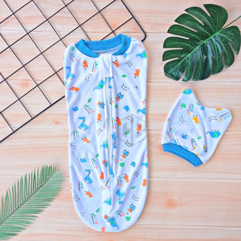 3 set bedong instan resleting + kupluk bayi baru lahir newborn