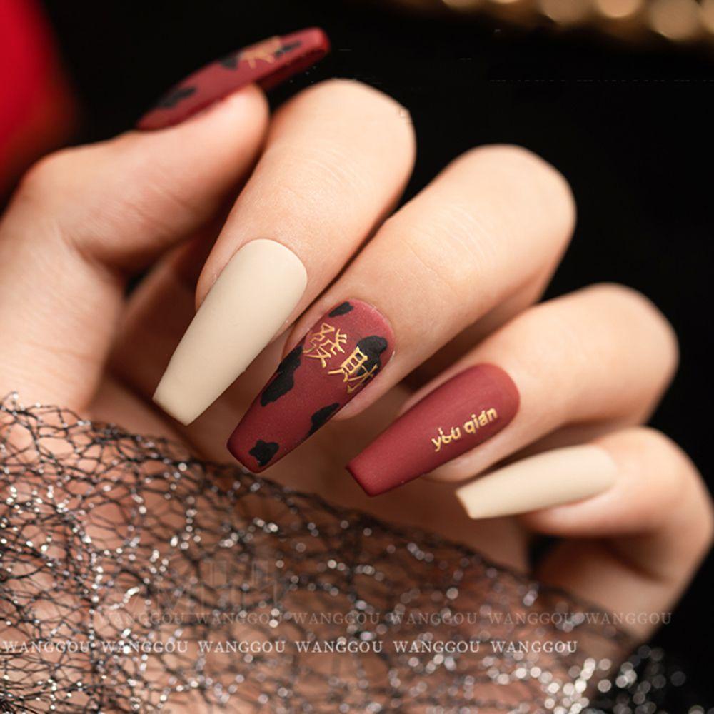 Mxbeauty New Year Nail Art Meriah Tahan Air Stiker Kuku Bronzing Text Gaya China DIY Dekorasi Kuku