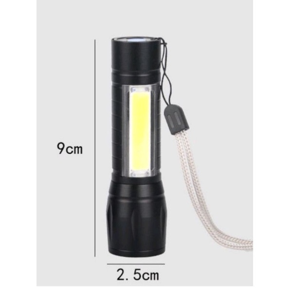 Senter Cas Usb Mini Cob Police Zoom Rechargeable Waterproof Anti Air / LAMPU PENERANGAN