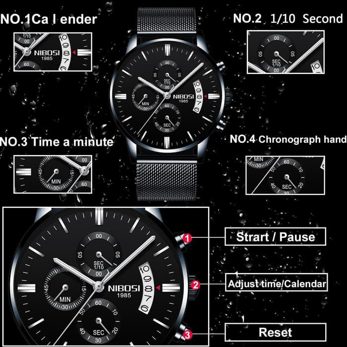 jam tangan Biden fashion pria bisnis analog