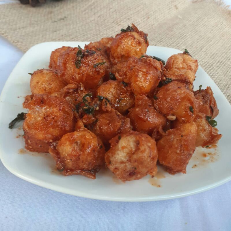 

siomay mini kering pedas - siomay cikruh