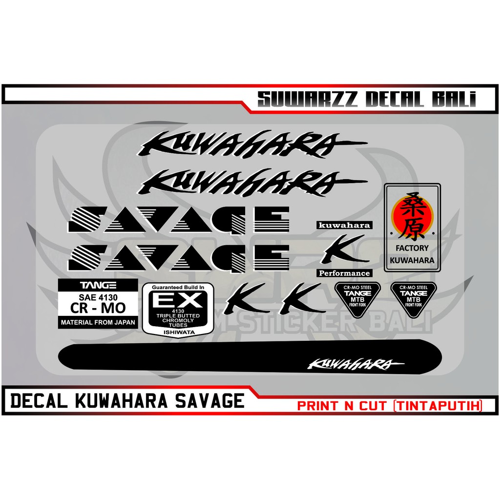 DECAL BIKE STICKER STIKER SEPEDA KUWAHARA SAVAGE