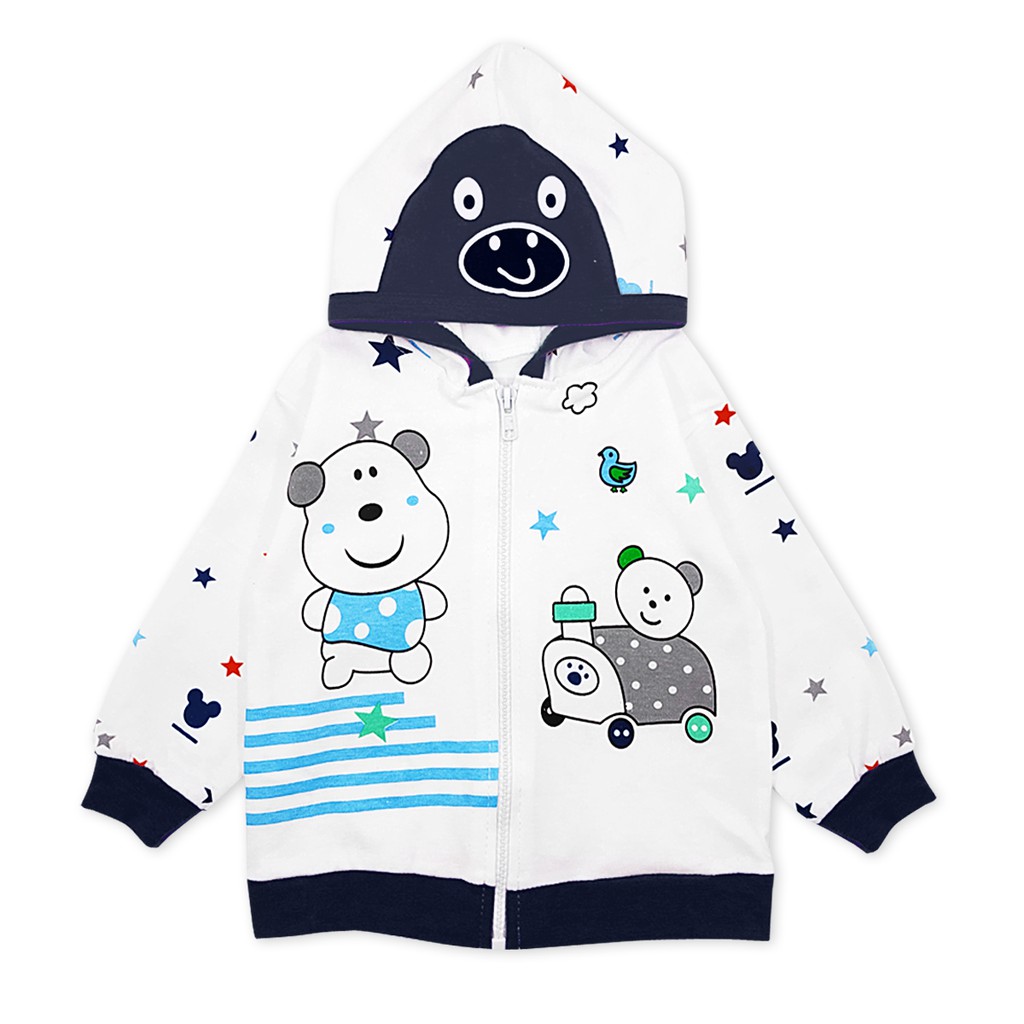Wakakids Jaket Bayi Anak Laki Laki dan Perempuan Unisex Usia 6 - 12 Bulan Motif Star Bear 3753-2