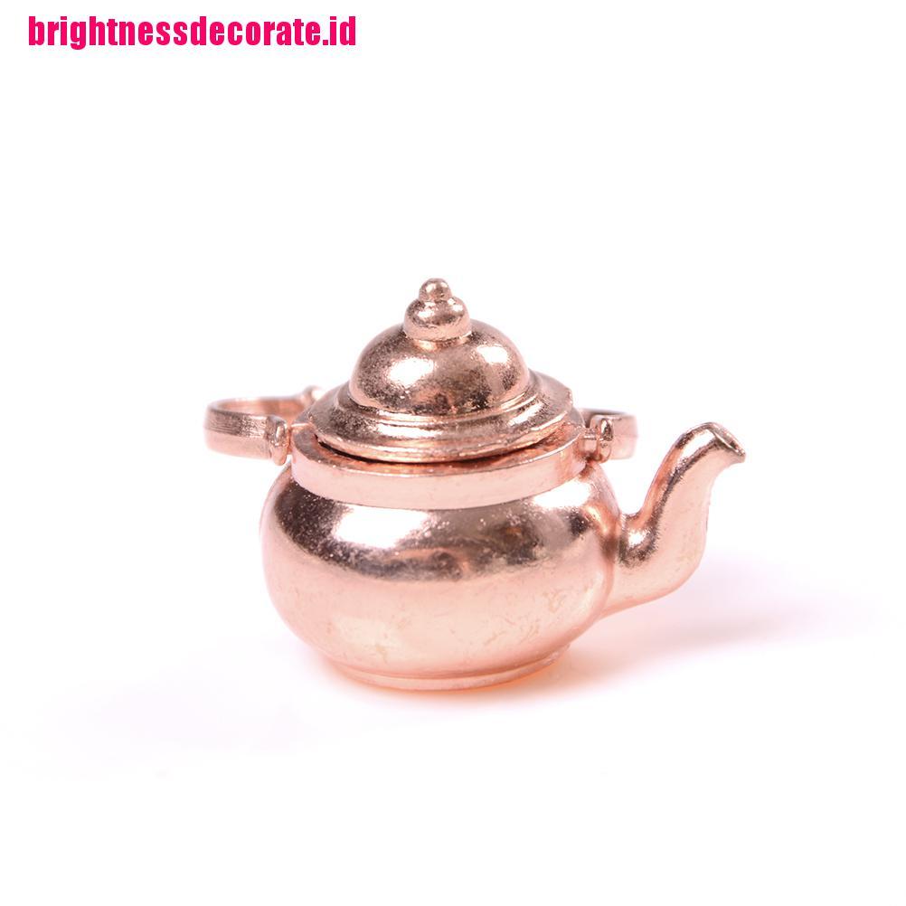 BrightID 1 PC 1/12 Dollhouse Miniature Copper Tea Kettle/Tea Pot