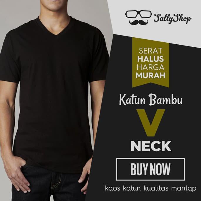 Kaos Polos Katun Bambu (Cotton Bamboo) V-Neck