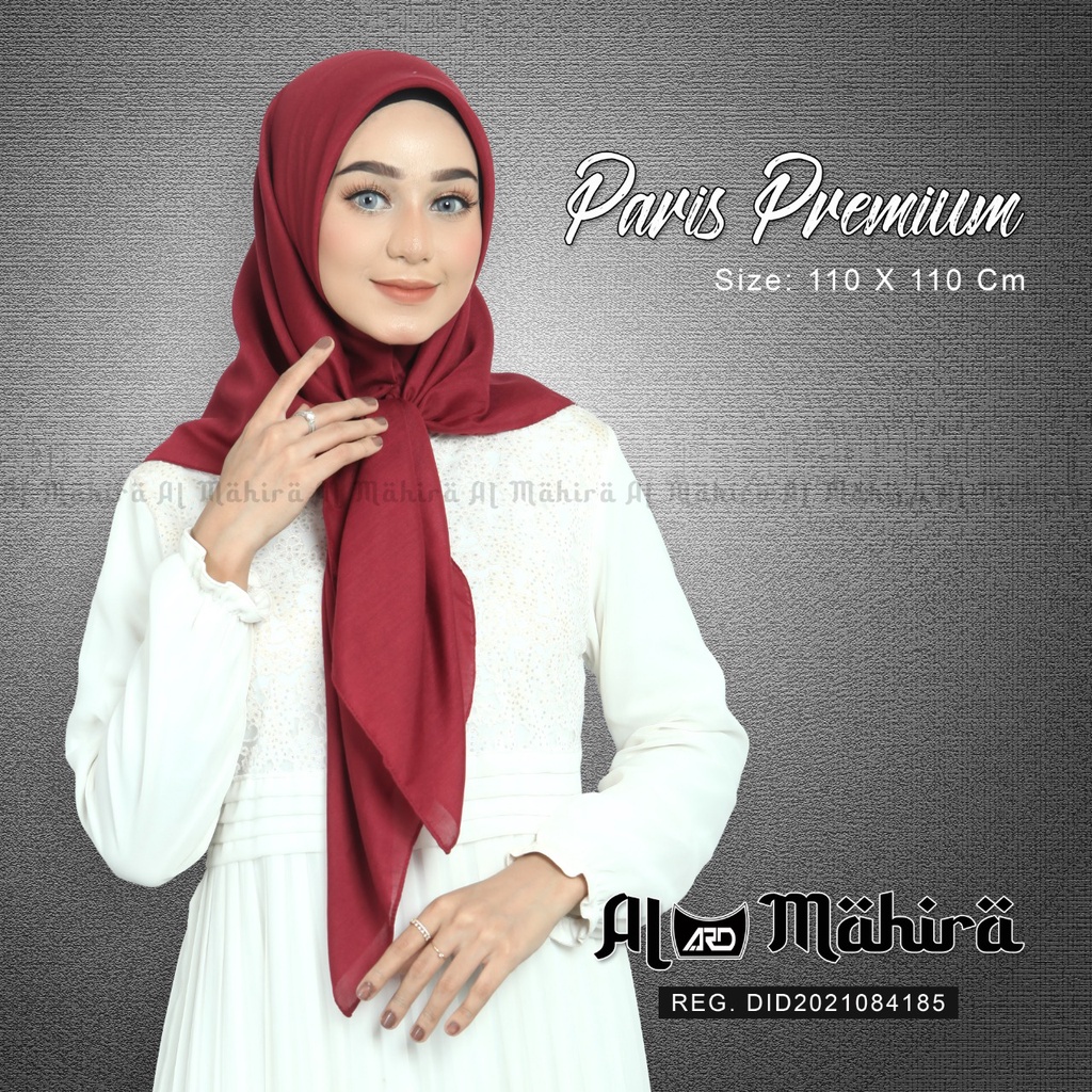 Hijab Segi Empat Paris Premium Polos Original | Jilbab Segi Empat Paris Premium Jahit Tepi Anti Letoy | 100% Al Mahira