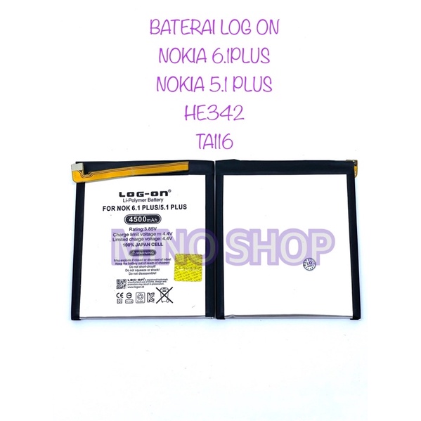 BATERAI LOG ON NOKIA 6.1 PLUS - NOKIA X6 - HE342 - TA116 - NOKIA 5.1 PLUS DOUBLE POWER BATRE