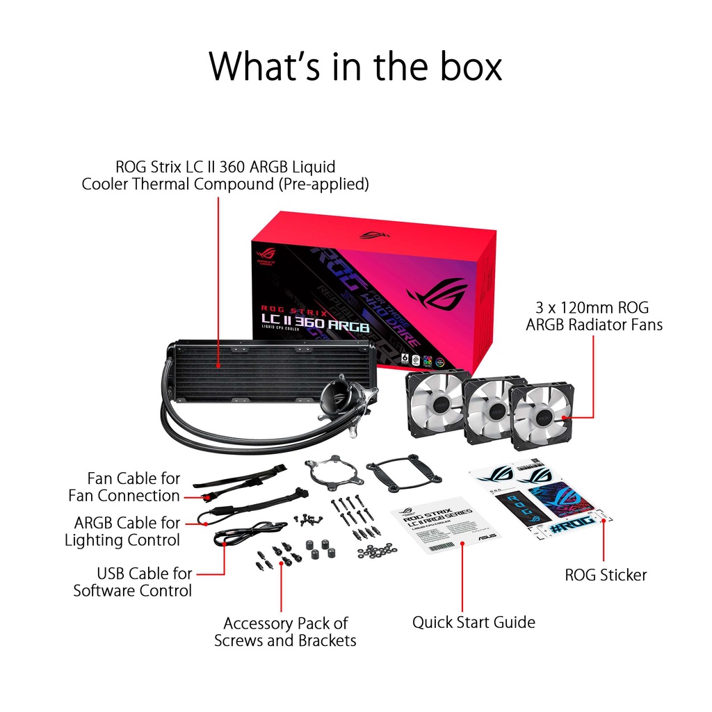 ASUS ROG STRIX LC II 360 ARGB - Liquid Cooler Sync RGB CPU Cooling Aio