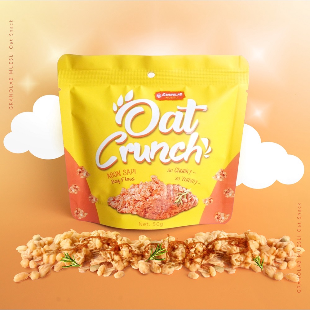 GRANOLAB Oat Crunch 50g - Sereal Sehat - Cemilan Muesli - Berry Yogurt/Cream Cheese Almond/Chocotella/Abon Sapi