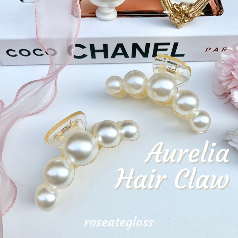 aurelia hair claw / pearl hair claw / jepit rambut mutiara korea / korean hair clip / jedai [ roseat