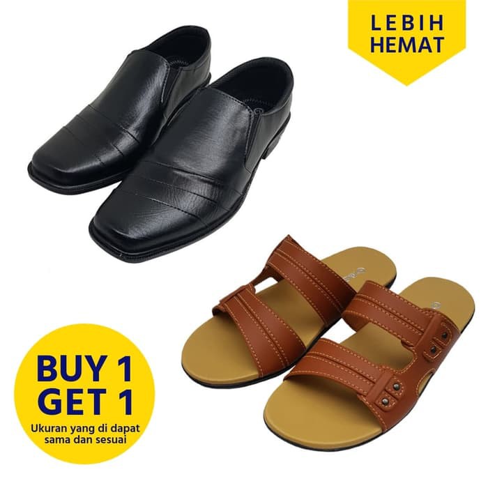 A59P3 Sepatuformal Pantofel Pria Resmi Formal Hitam Kuliah Kondangan Kerja   Ambigo Sepatu Formal