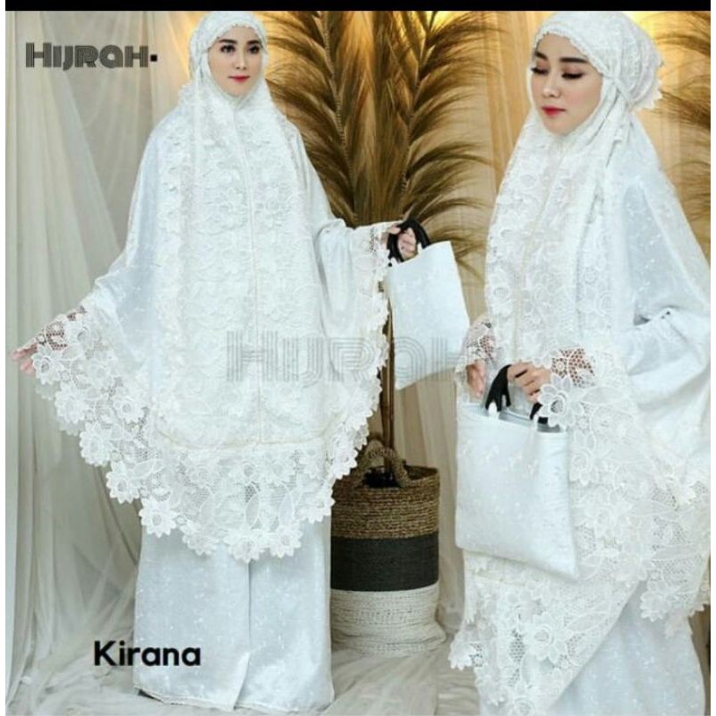 (COD)mukena sutra paris prada princess salsa renda twoton/renda putih/mukena mewah/mukena dewasa