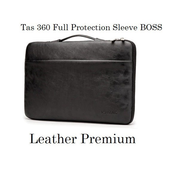 Laptop MSI MODERN 14 A10RB 14 Inch Tas Full Protection Sleeve Genuine Leather Bag Premium Black